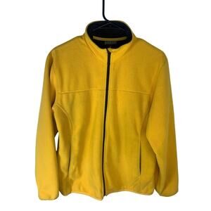 Lands End Yellow Fleece Jacket Kids Size M 10-12 Regular Full Zip